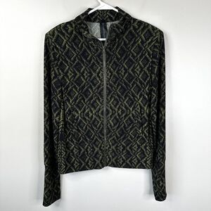 Norma Kamali Jacket Womens Small Green Black Snake Python Print Full Zip Track